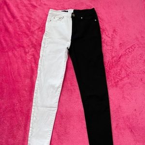 High-Waist Two Tone Color Jeans